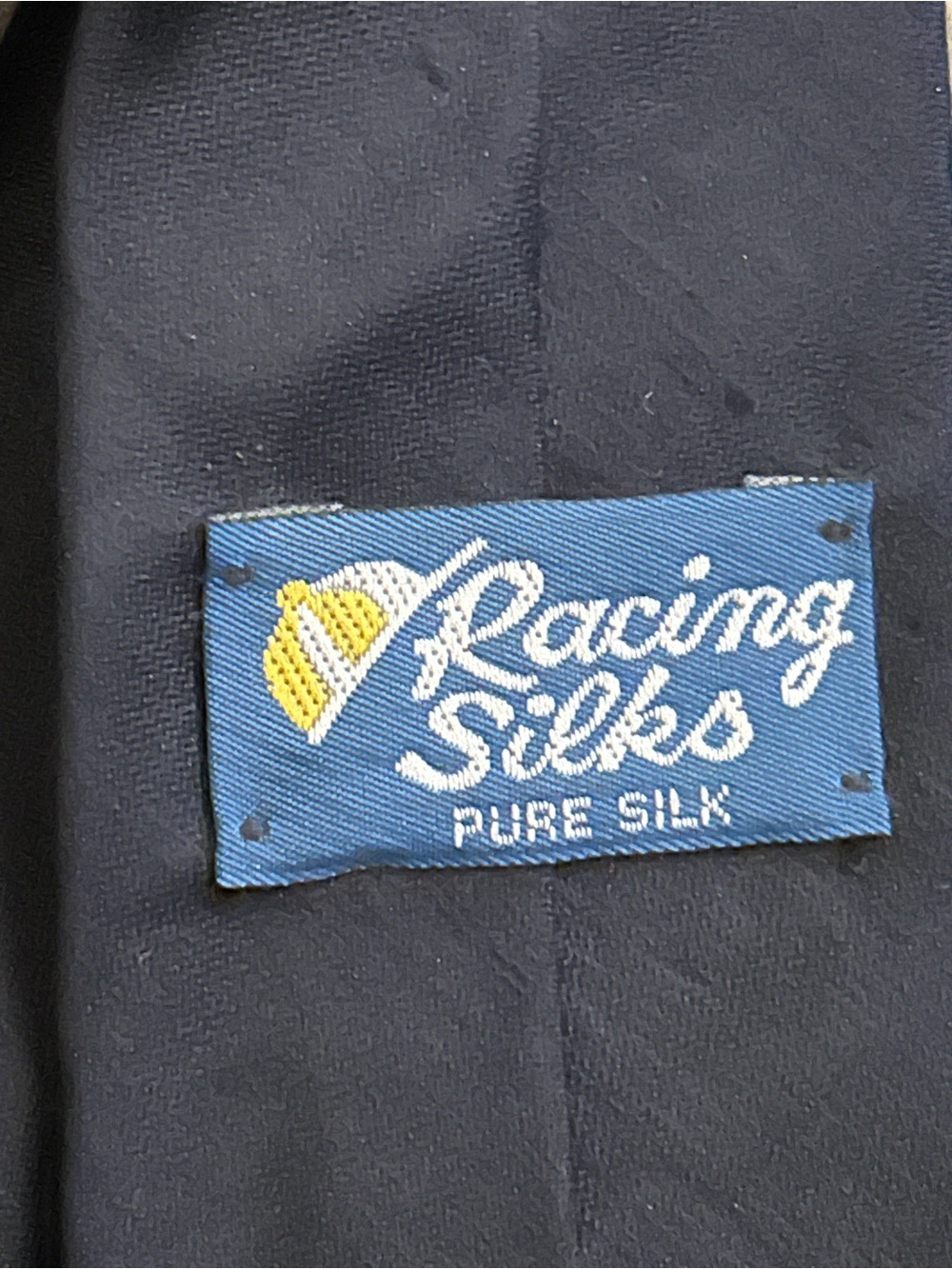Racing Silks Pure Silk Tie - Navy with Yellow Accent